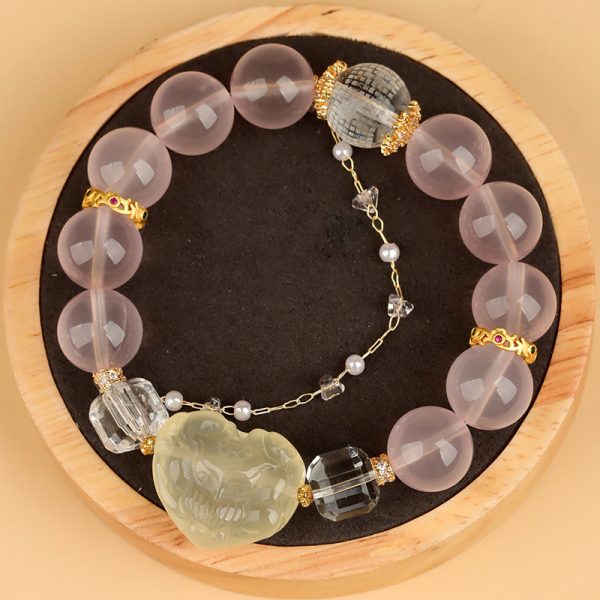 Pink Heart-Shaped Crystal Women's Bracelet