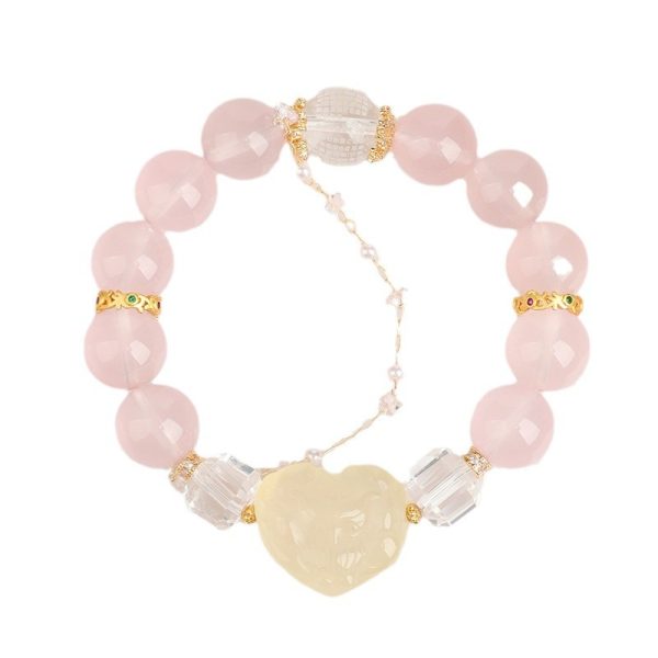 Pink Heart-Shaped Crystal Women's Bracelet - Image 2