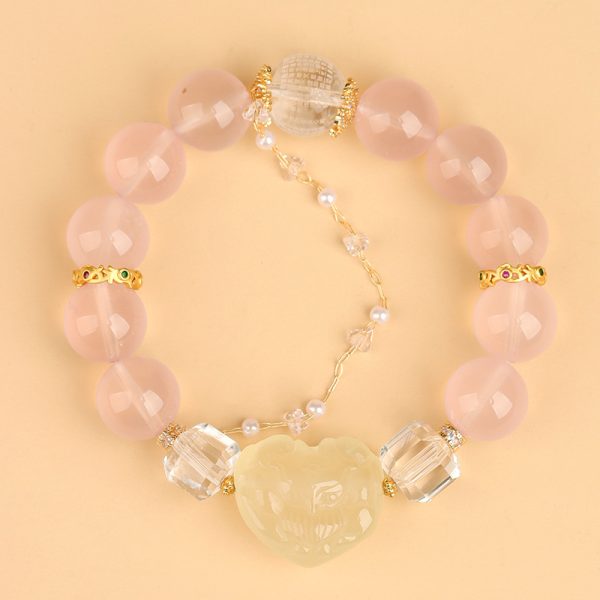 Pink Heart-Shaped Crystal Women's Bracelet - Image 3
