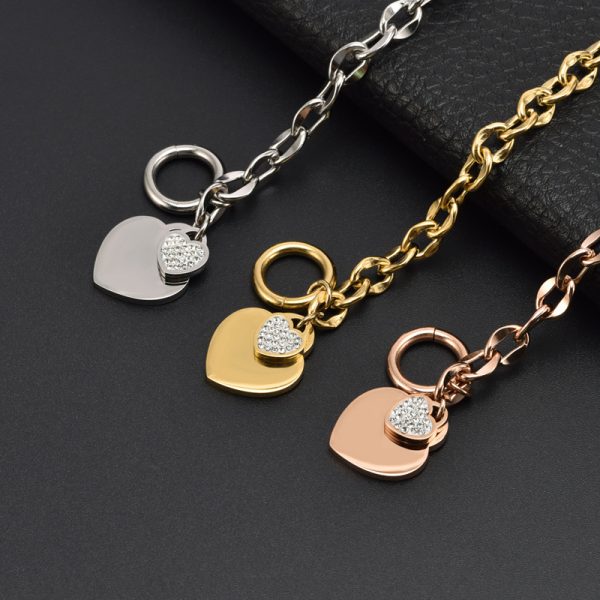 Titanium steel heart-shaped rose gold bracelet - Image 2