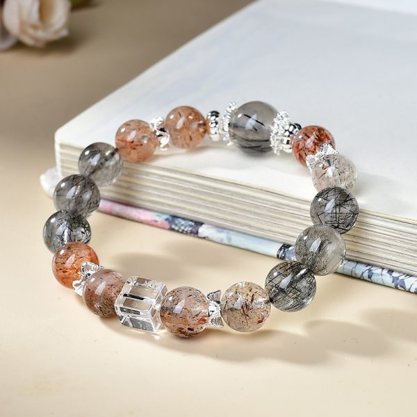 Black Hair Crystal White Crystal Square Candy Design Bracelet - Image 4