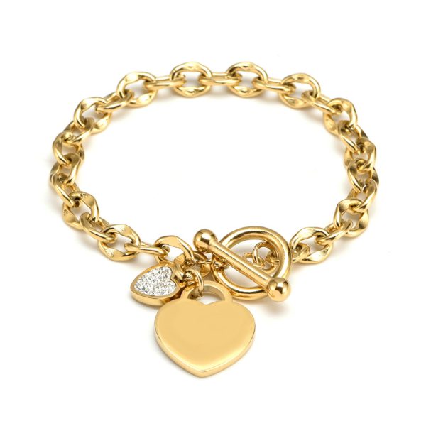 Titanium steel heart-shaped rose gold bracelet - Image 3