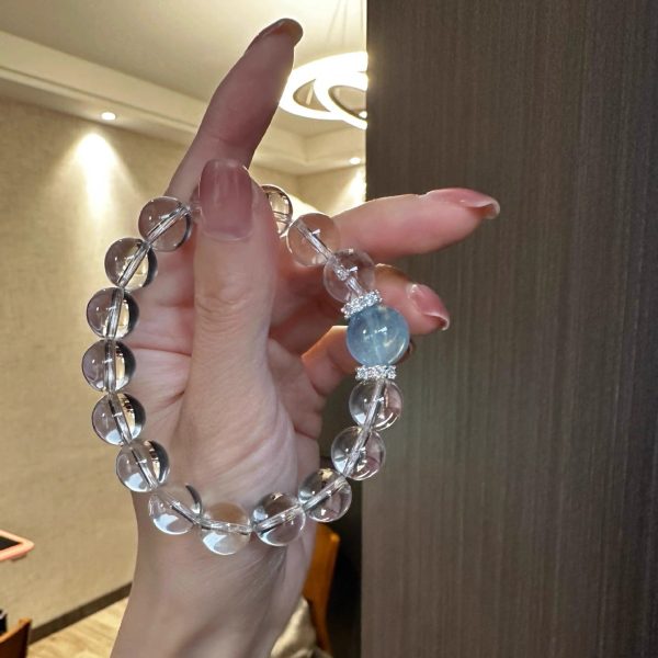 sea blue color and white crystals bracelets - Image 2