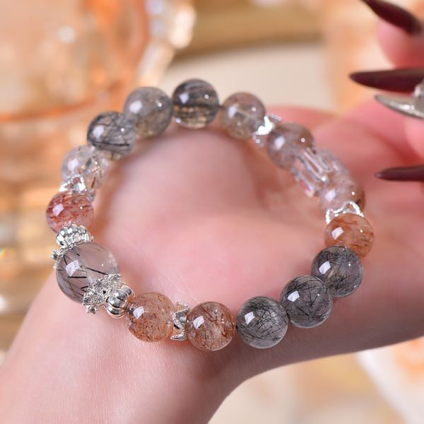 Black Hair Crystal White Crystal Square Candy Design Bracelet - Image 3