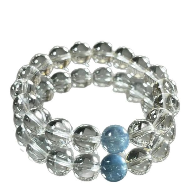 sea blue color and white crystals bracelets