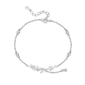 S925 pure silver small fresh leaf necklace or bracelet