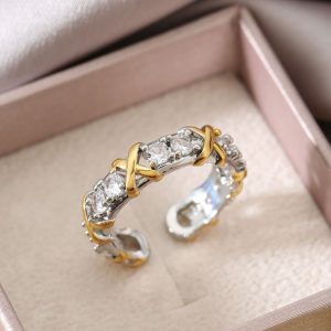 Fashionable and personalized two tone ring with sparkling diamonds for men and women
