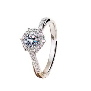 Moissanite star woven twisted arm hexagonal star ring