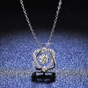 S925 pure silver pendant, moissanite dynamic necklace for women, hexagonal star