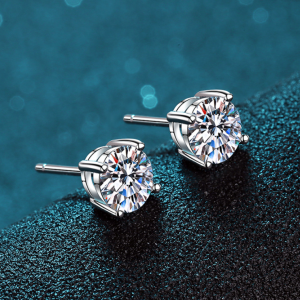 S925 sterling silver earrings for women with four claws earrings