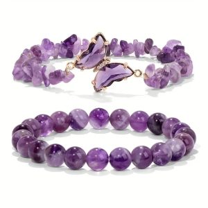 Crystal Butterfly Natural Stone Beaded Bracelet