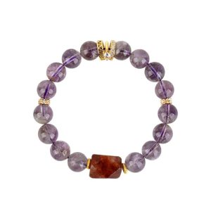 Natural Amethyst Red Glue Flower Bracelet in Romantic Purple