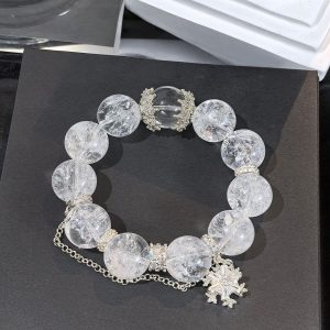 Transparent natural white Amethyst white crystal large particle bracelet