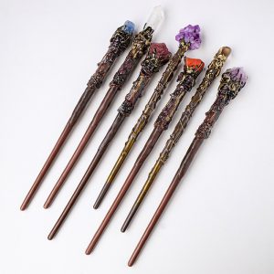 Halloween Natural Crystal Primitive Stone Magic Scepter