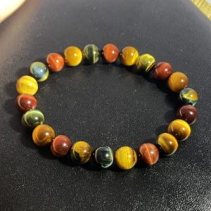 Natural Colored Tiger Eye Stone Bracelet Lightning Eye