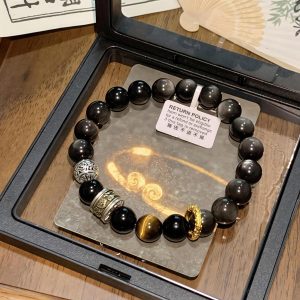 Natural Tiger's Eye and Goldstone Bracelet