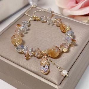 Zhaocai Pixiu Pulling Design Bracelet Yellow Crystal
