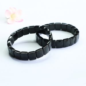 Square natural obsidian crystal bracelet