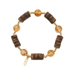 Natural Yellow Asean Crystal Agarwood Stacked Bracelet