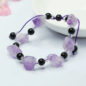 Natural Amethyst Bracelet Purple Fire Amulet Strand